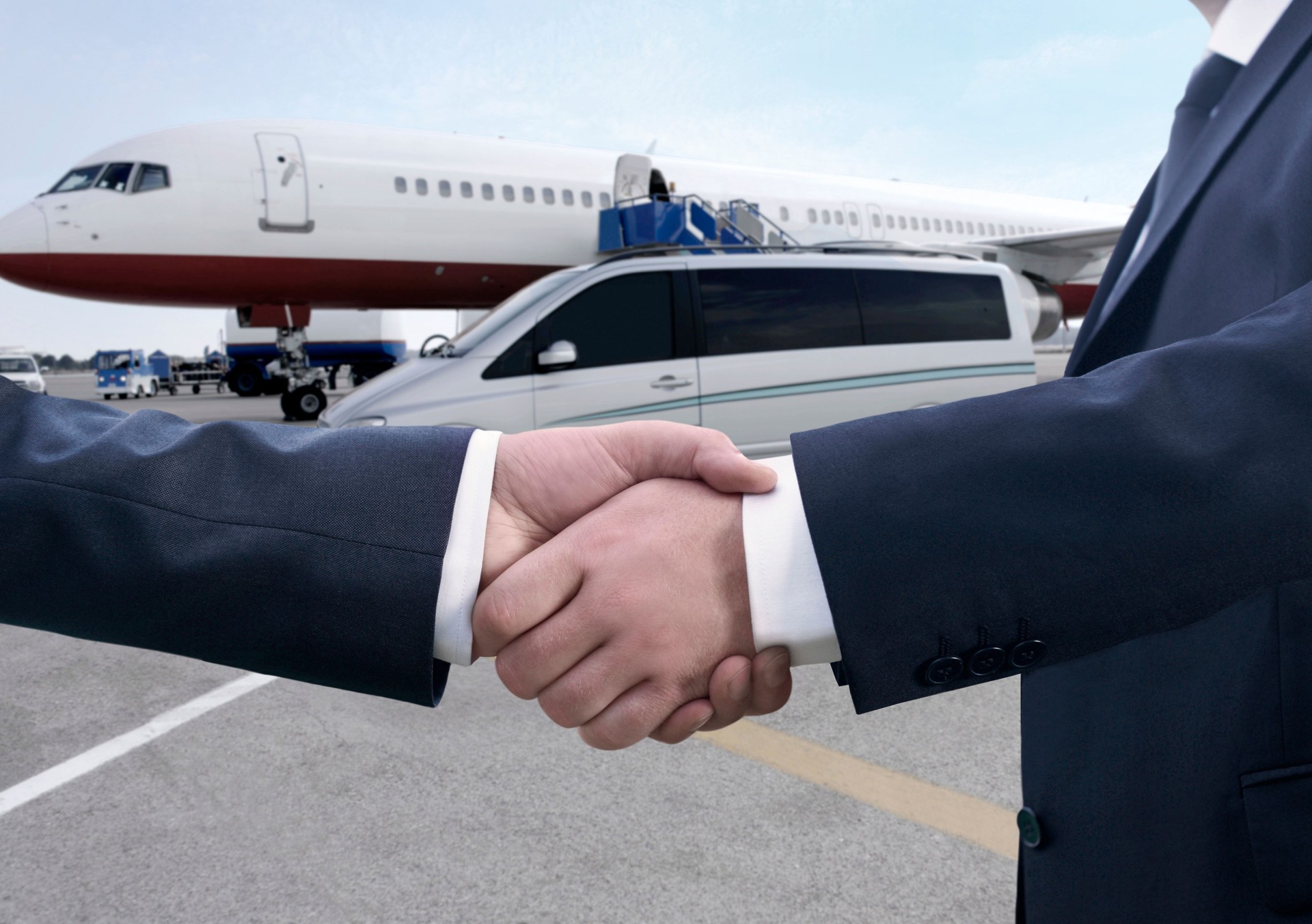 Handshake in airport